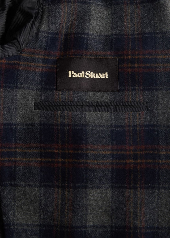Wool & Cashmere Plaid Jacket - Grey/Navy