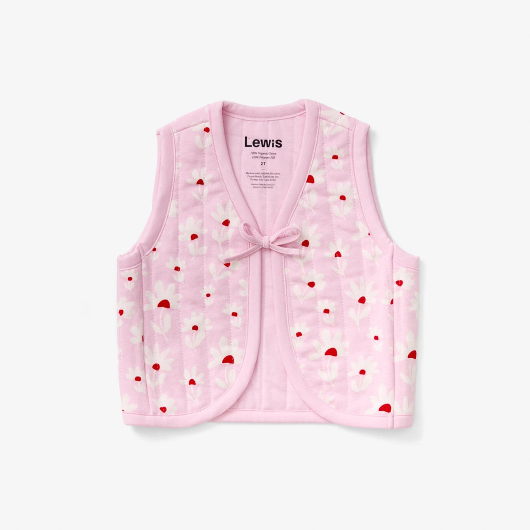 Quilted Tie Vest - Flower Field Peony