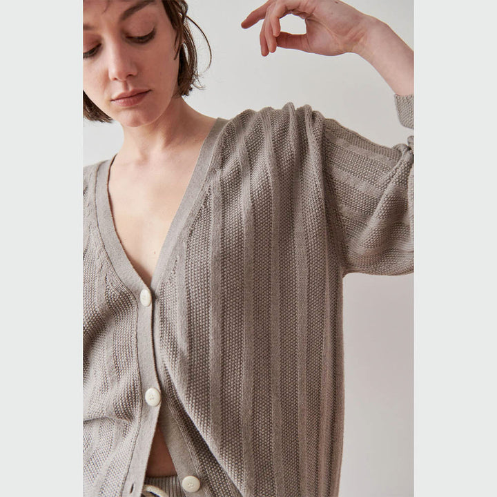 Wide Rib Cardigan - Suede