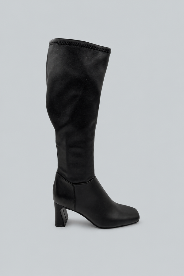 Hunny Square Toe Zippered Boots - Black