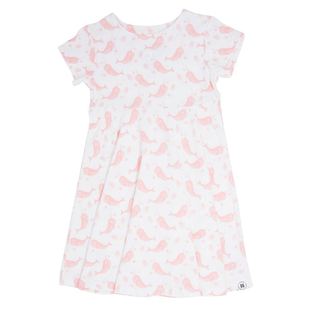 Swirly Girl Short Sleeve Dress - Narwhal Pink