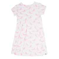 Swirly Girl Short Sleeve Dress - Narwhal Pink