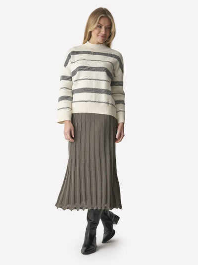 Textured Stripe Crew - Winter White