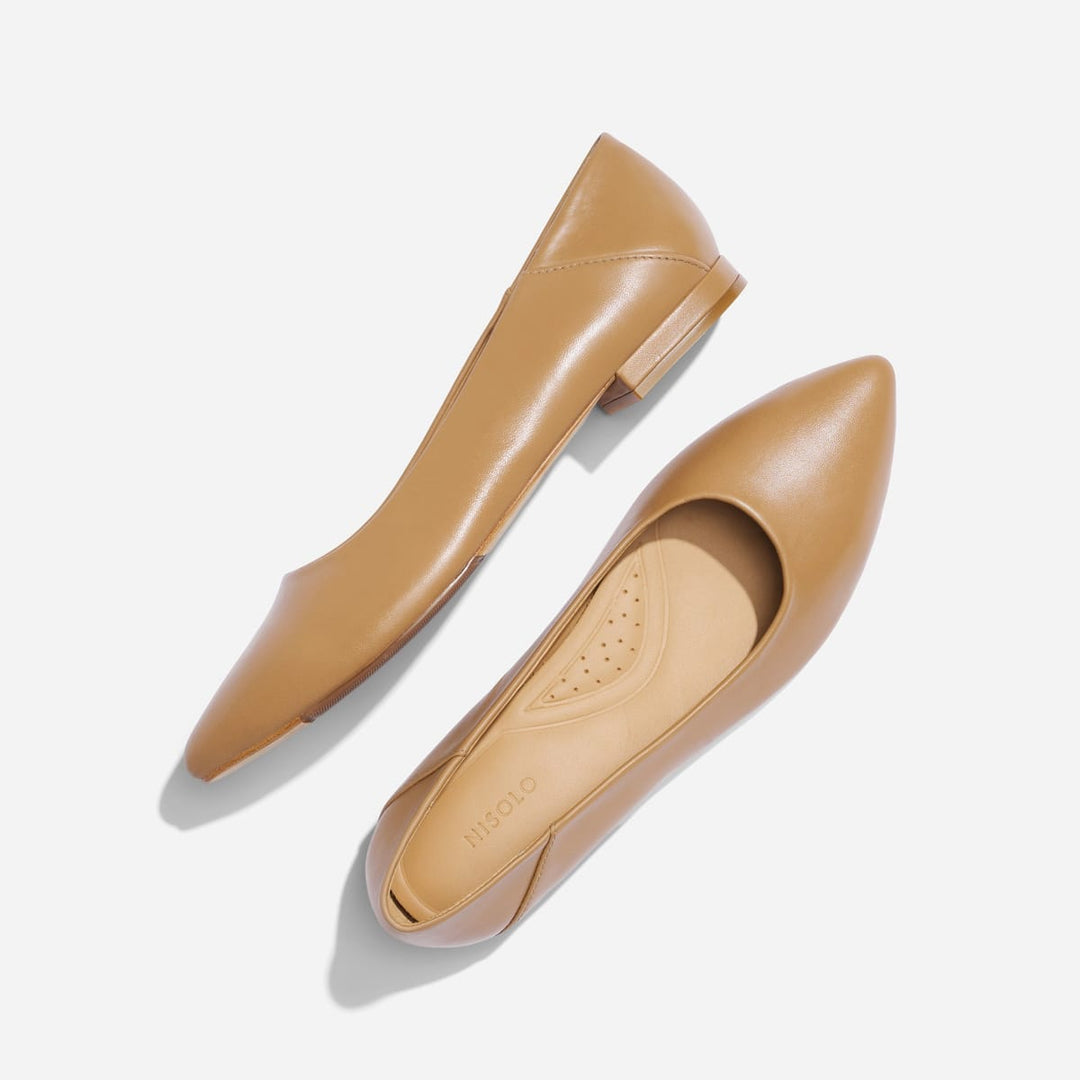 Fina Pointed Toe Flat - Almond