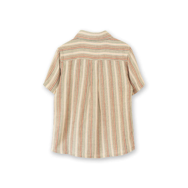 Boys Short Sleeves Collar Shirt - Mint Green Stripe