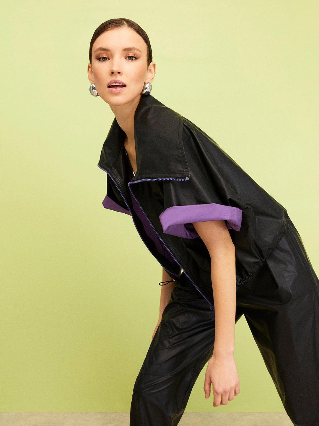 Wide Collar Jacket - Black