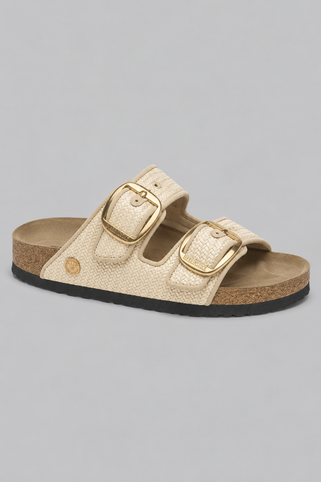 Women's Arizona Big Buckle Raffia Sandals - Beige