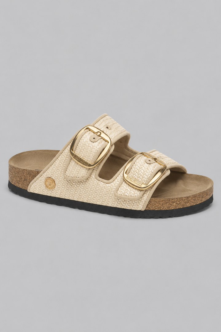 Women's Arizona Big Buckle Raffia Sandals - Beige