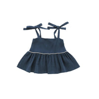 Baby Peplum Top with Ties - Navy