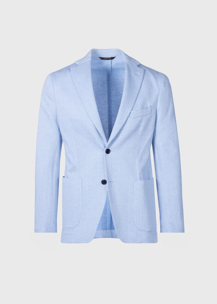 Herringbone Cotton Jersey Jacket - Light Blue