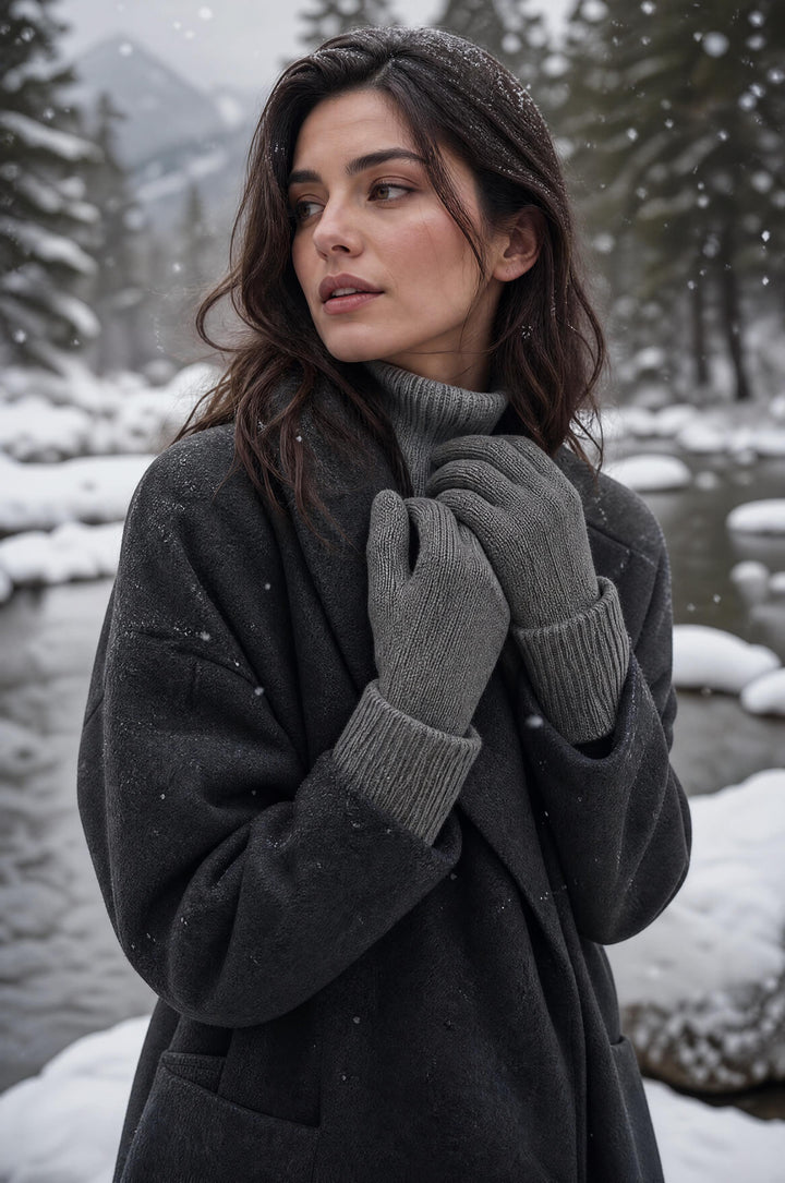 Ribbed Gloves - Heather Gray
