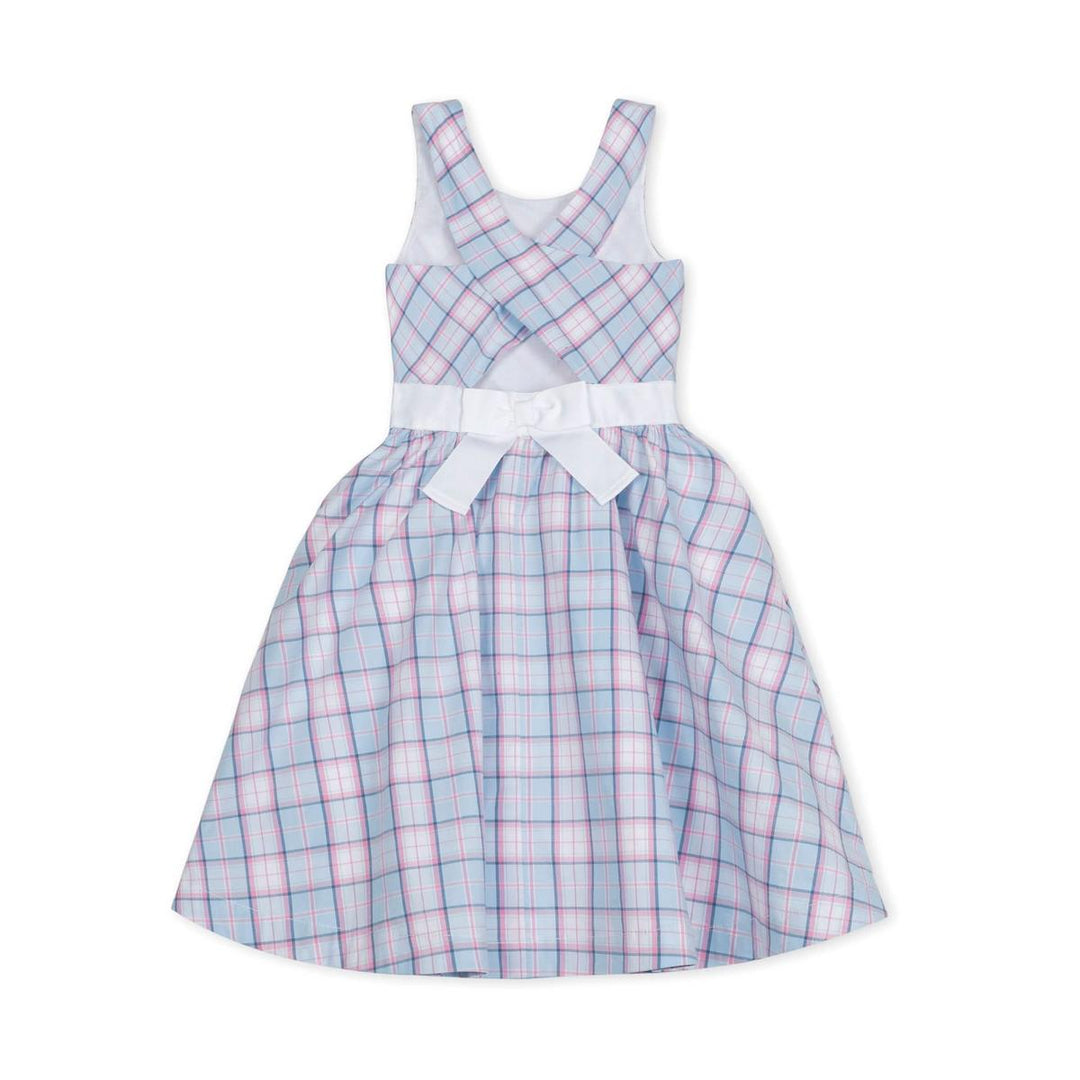 Baby Organic Cross Back Party Dress - English Blue Plaid