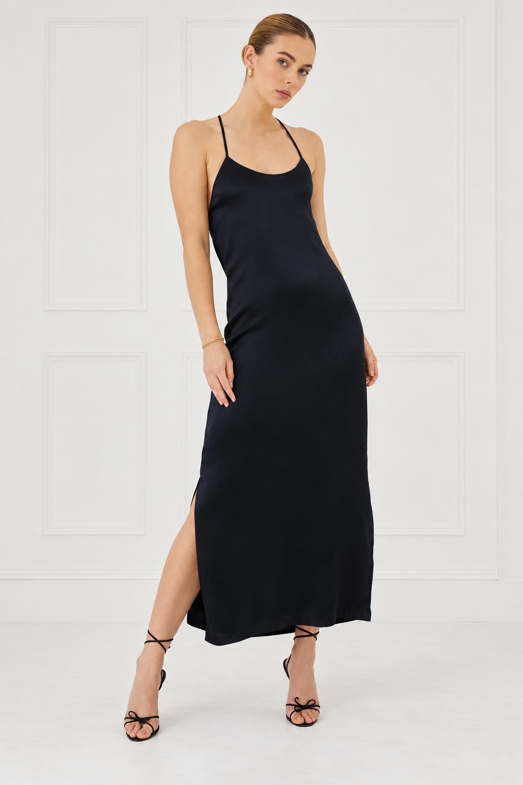 Silky Essential Slip Dress - Black