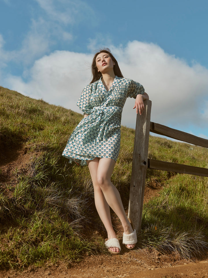 Sophia Mini Robe - Ivory & Blue Bell