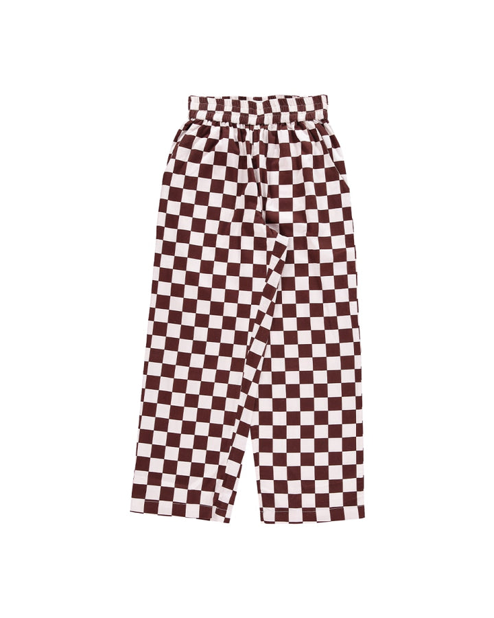 Hand Printed 'Seema' Pants - Chocolate And White Chessboard