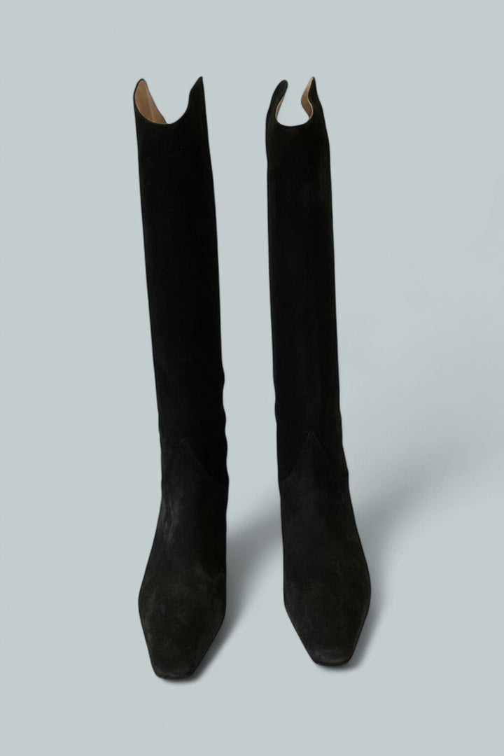 Women's Western Wally Suede Tall Boots - Black Suede