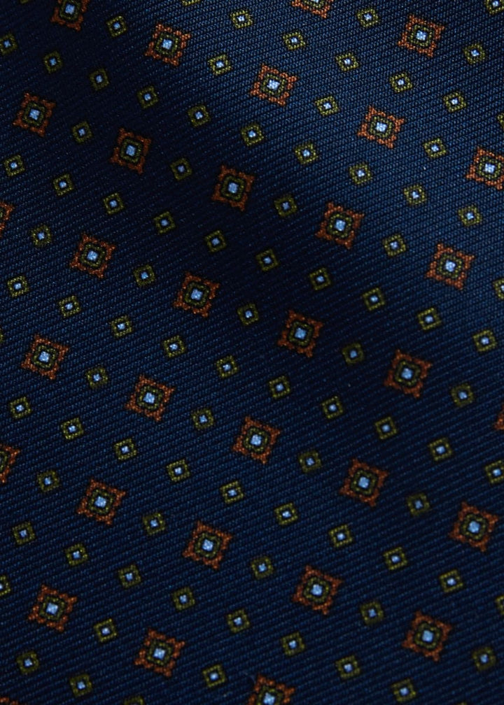 Micro Medallion Print Ascot - Navy