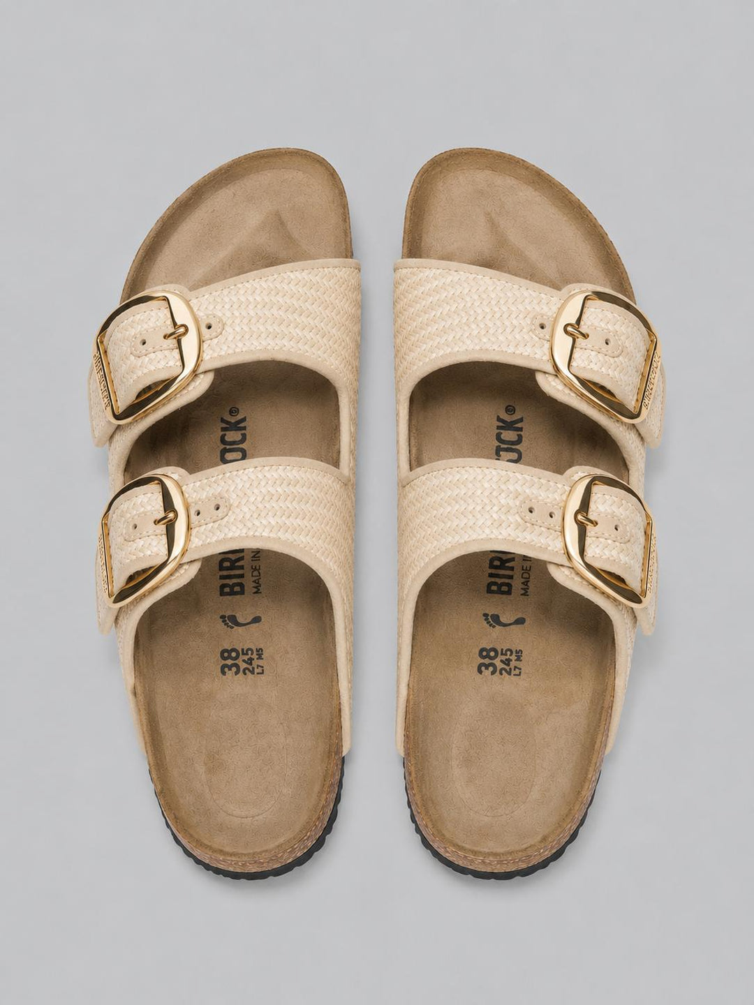 Women's Arizona Big Buckle Raffia Sandals - Beige