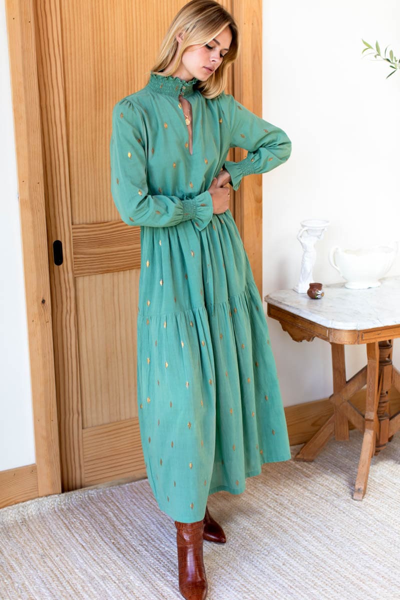 Lucybella Maxi Dress - Gold Leaf Kasmir