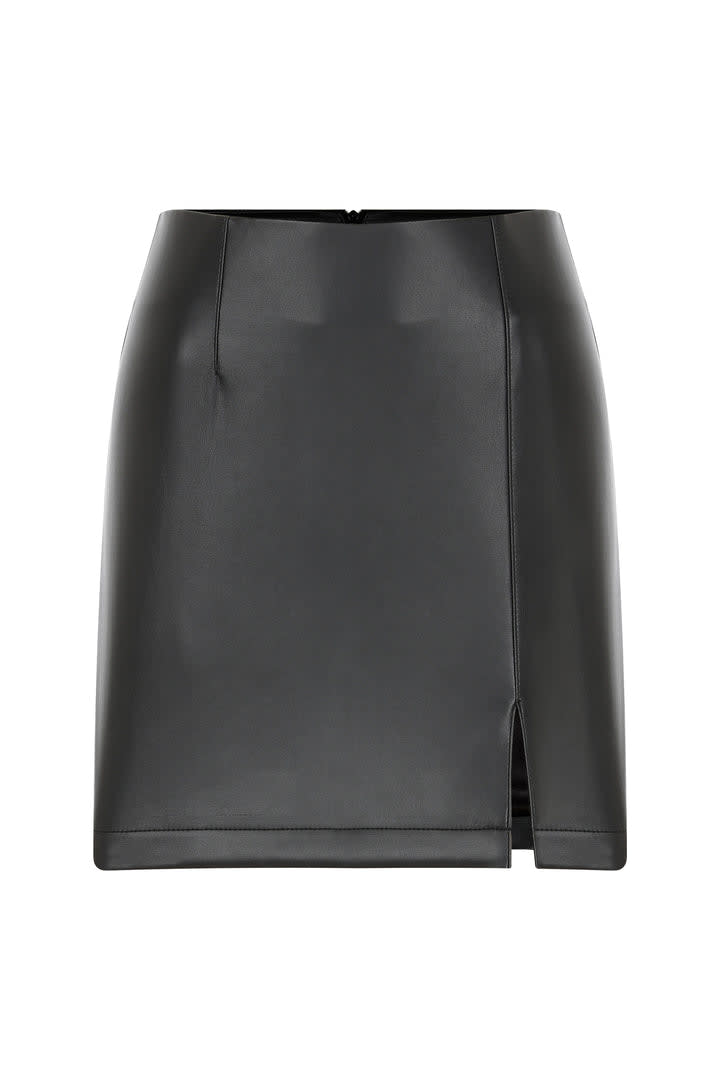 Vance Vegan Leather Mini Skirt - Black