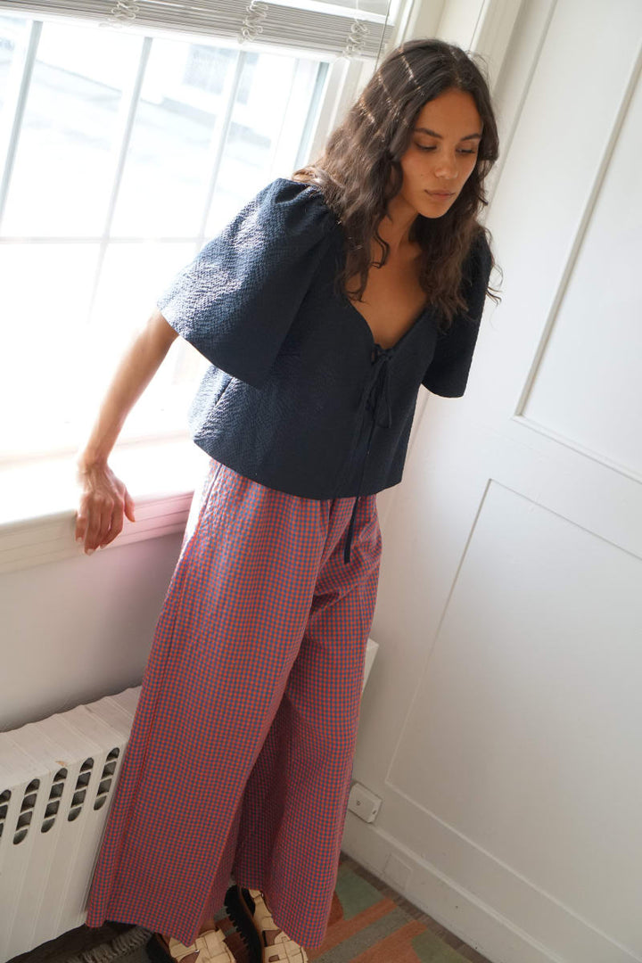 Navy Pucker Cecilia Top