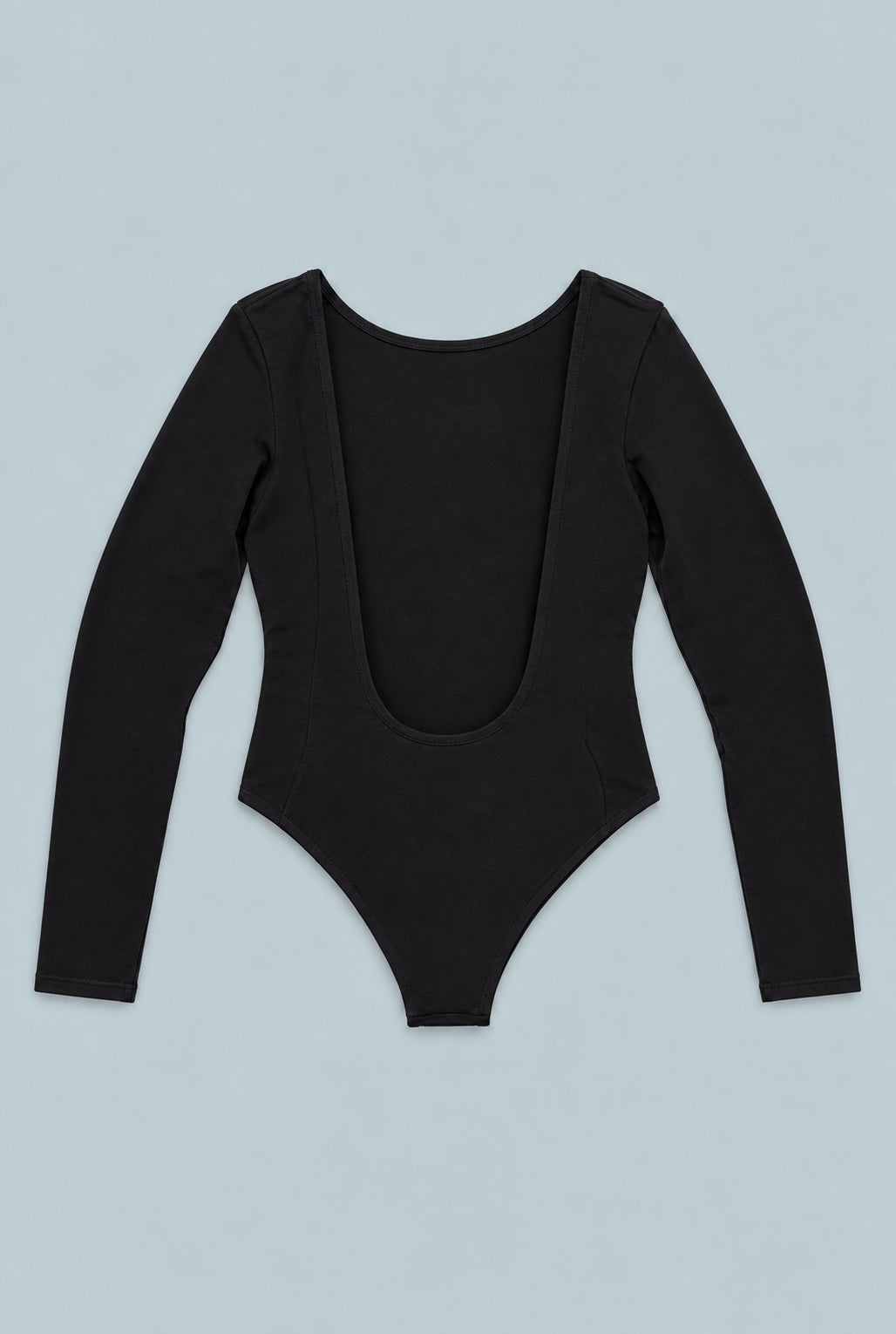 Open Back Long Sleeve Bodysuit - Black
