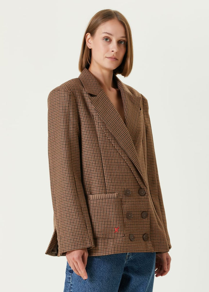 Cotton Big Shoulder Women Blazer Jacket