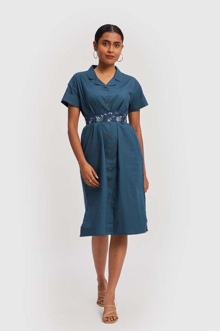 Midi Shirt Dress - Poplin Blue