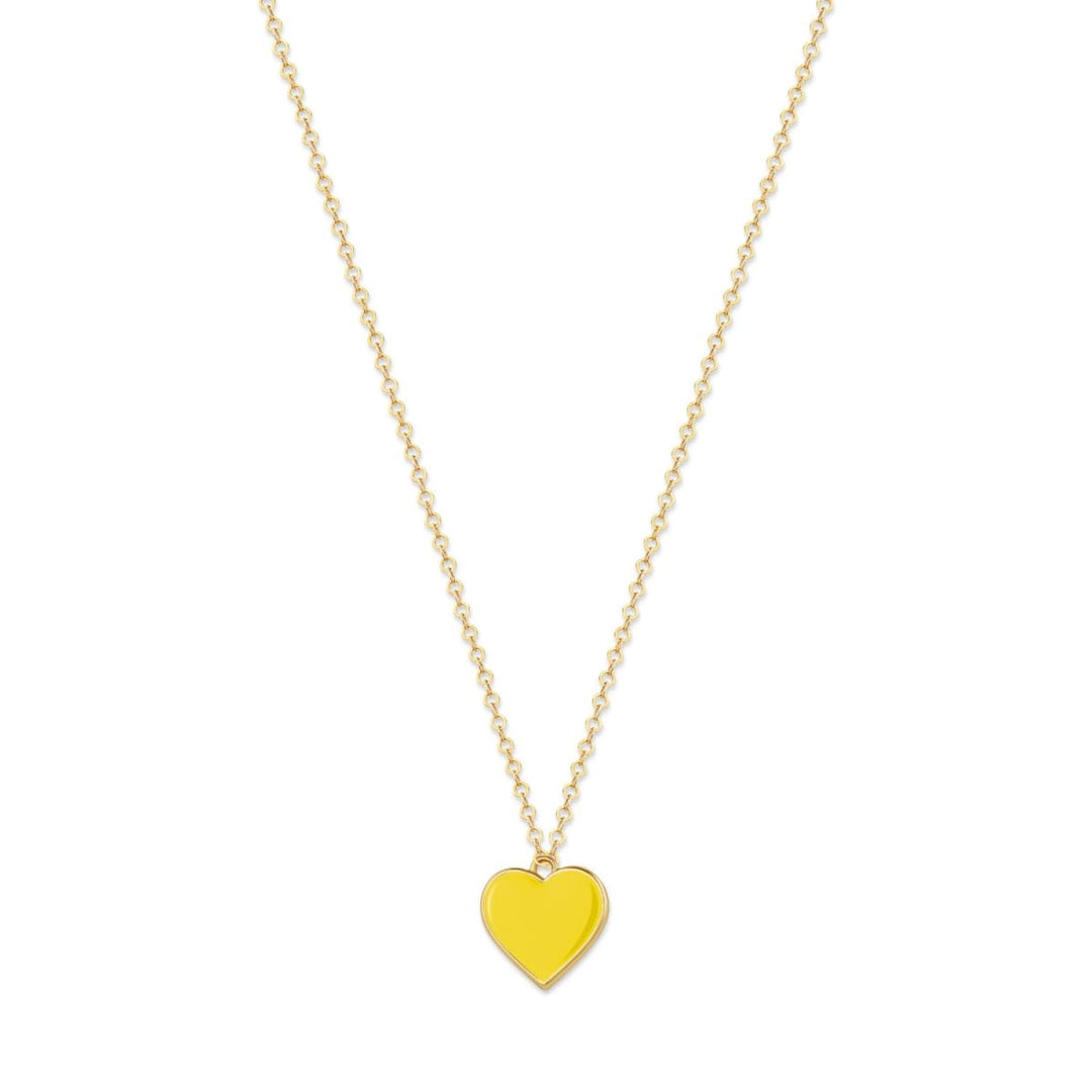 Single Hearted Girl Yellow Heart Pendant Necklace Magnetic Clasp - One Size - Necklace