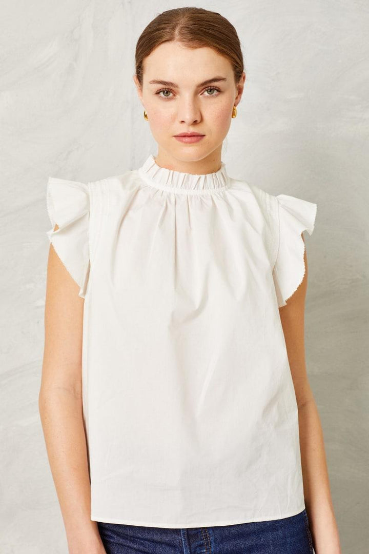Mae Top - Cotton Poplin-Blanc de Blanc