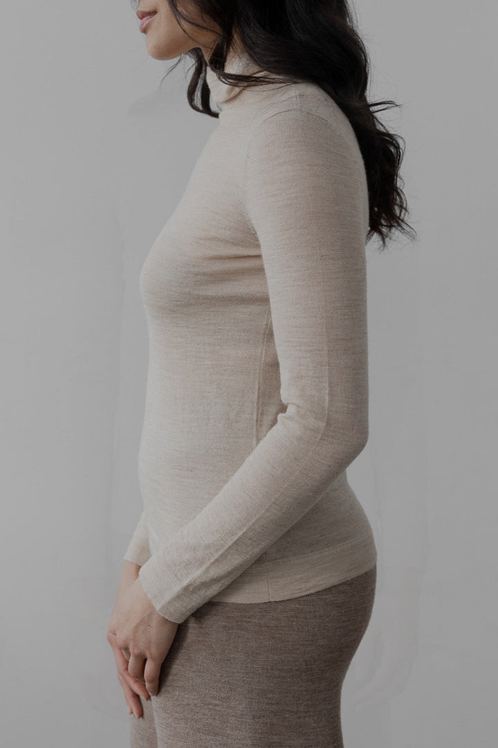 T Neck Pullover - Fawn