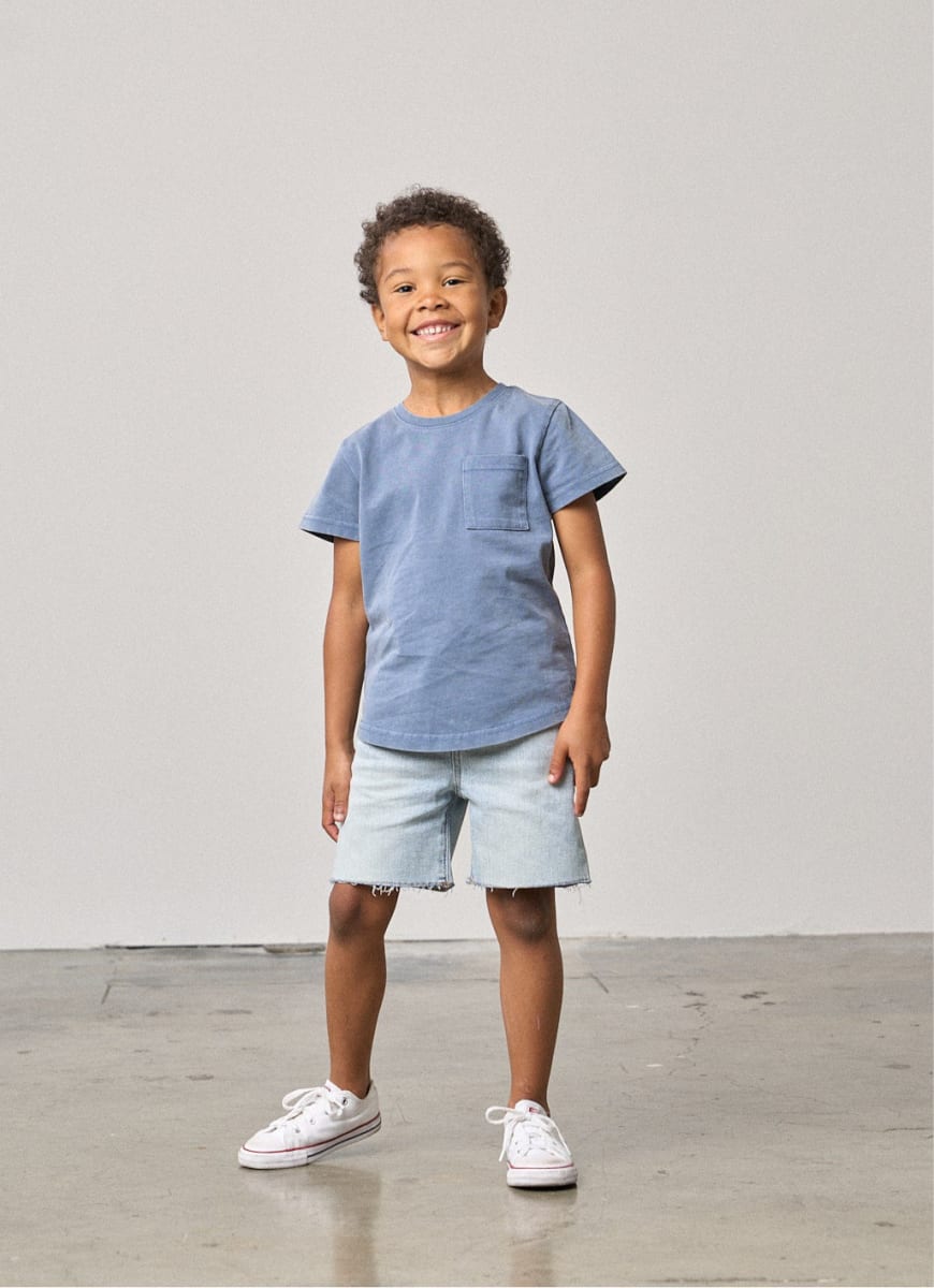 Acid Wash Pocket Tee - Navy