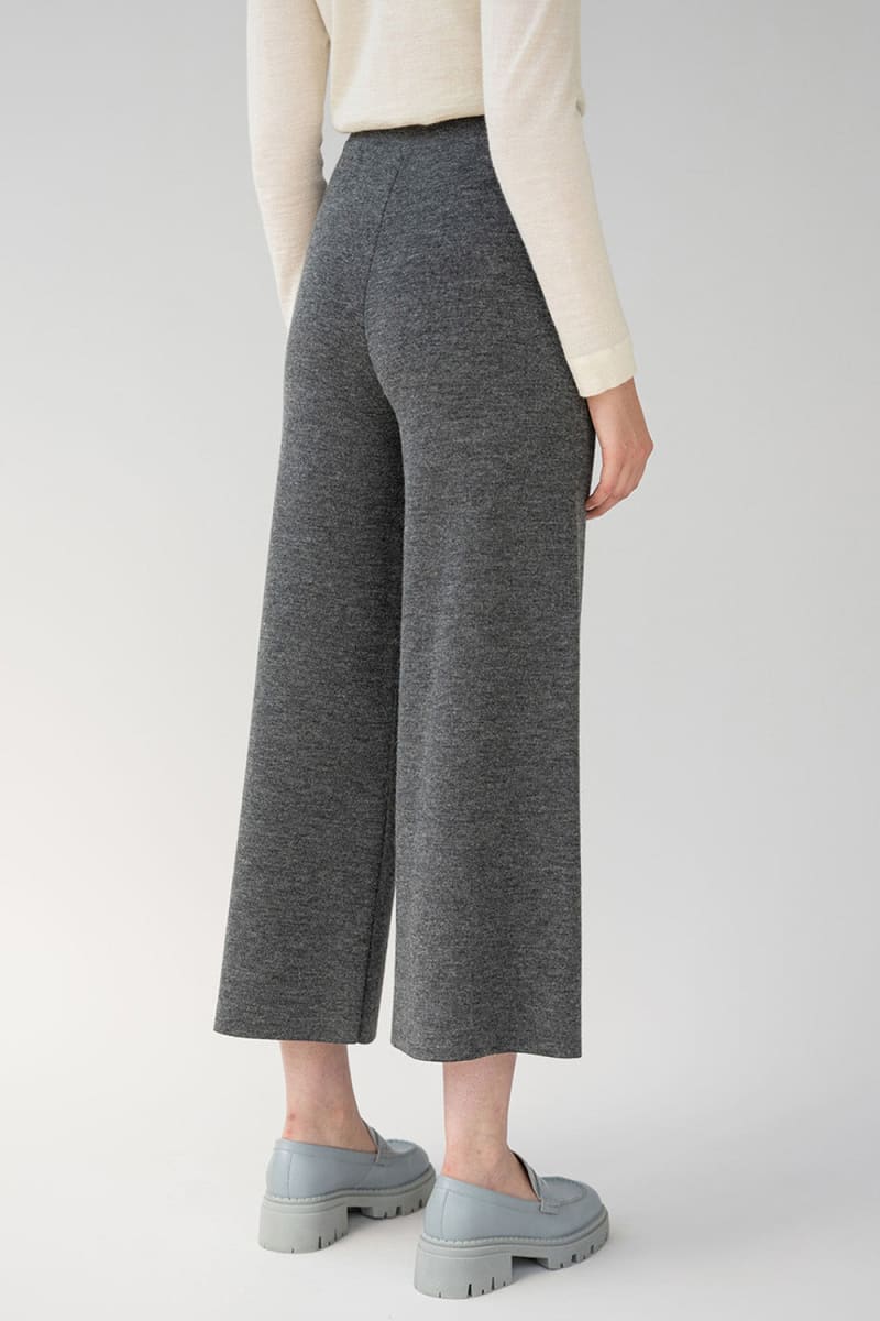 Wide Leg Trousers - Shadow Grey Heather