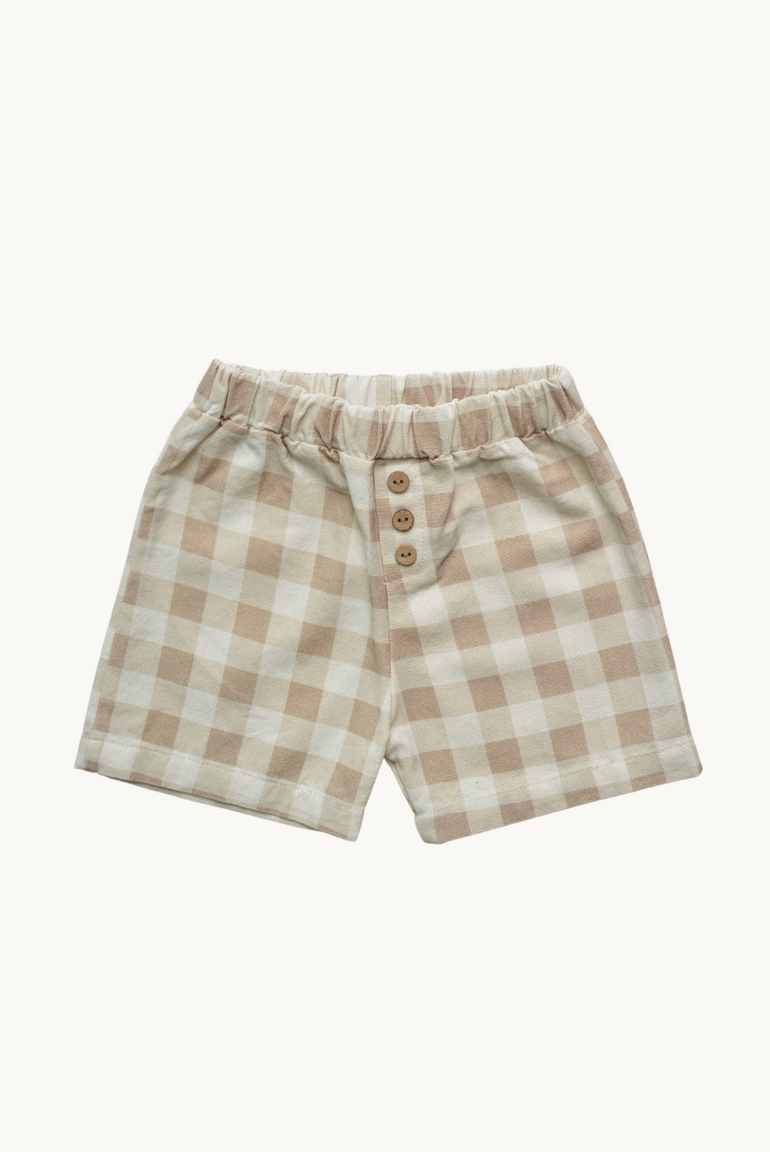 Herve Shorts - Gingham Beige and Cream