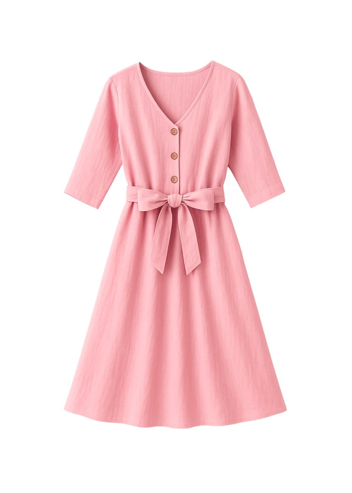Faye Linen Dress - Soft Pink