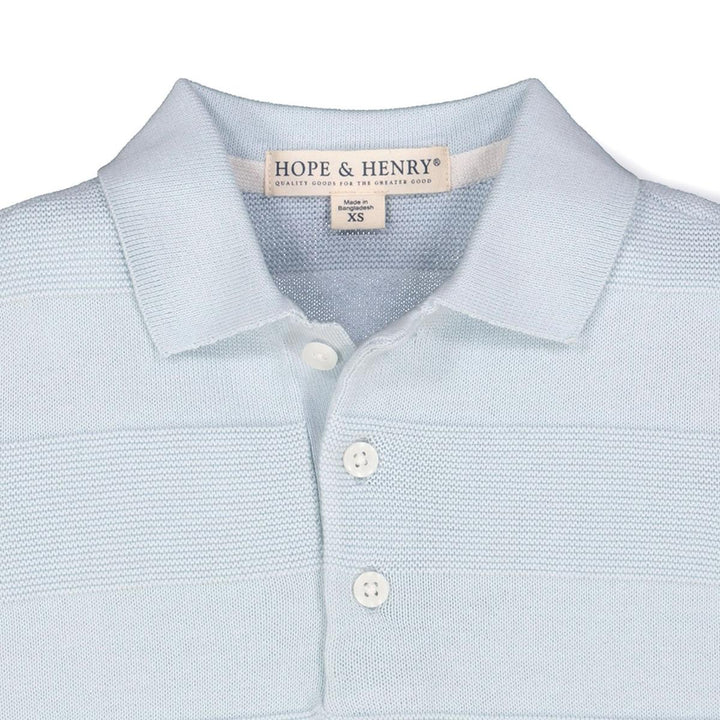 Short Sleeve Sweater Polo - Pale Blue