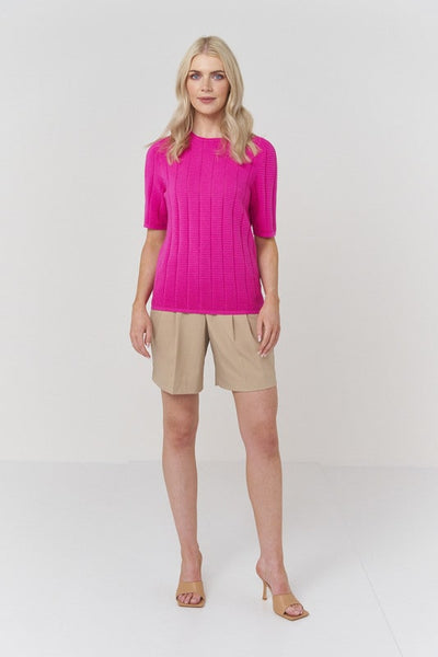 Ottoman Rib Tee - Fuschia