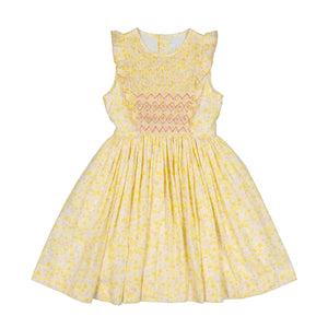 Iris Smocked Dress - Yellow Floral