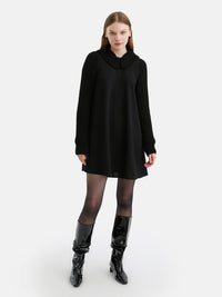 Knit Details Dress - Black