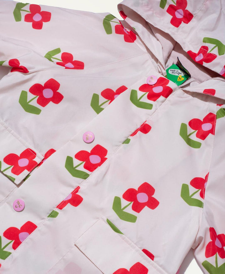 Recycled Fabric Flower Baby Raincoat - Pink Petal Floral