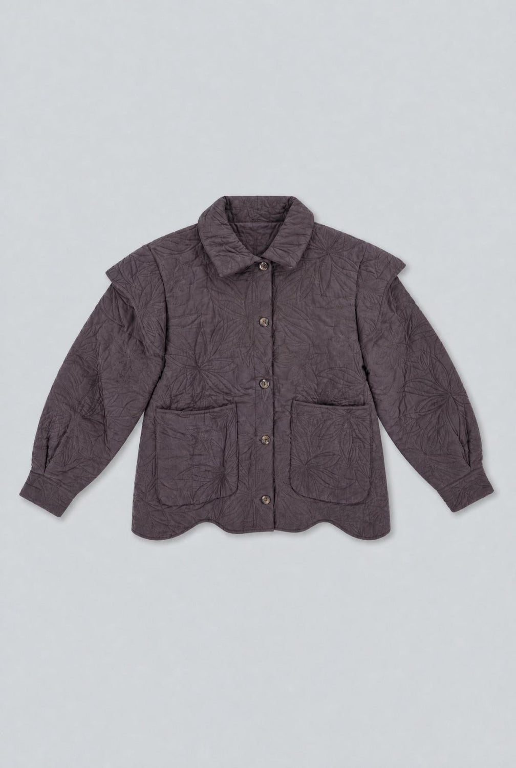 Quilted Floral Jacket - Brown - Jacket