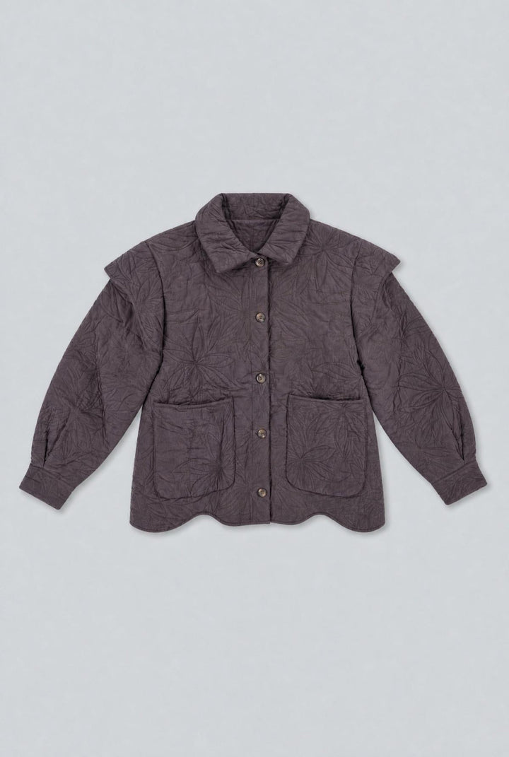 Quilted Floral Jacket - Brown - Jacket