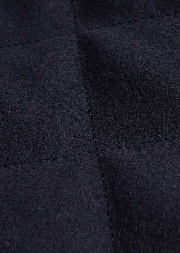 Quilted Vest with Suede Detail - Navy - Vest