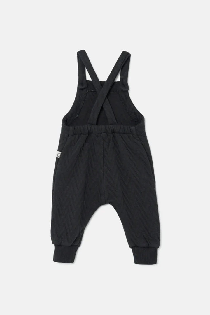 Quilted Zigzag Baby Overalls - Dark Grey - 6M - Overalls