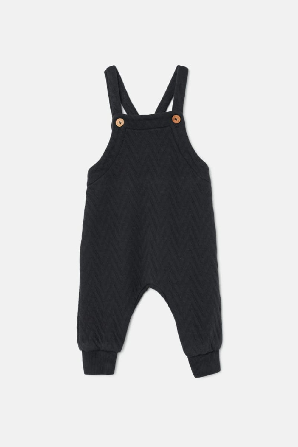 Quilted Zigzag Baby Overalls - Dark Grey - 6M - Overalls