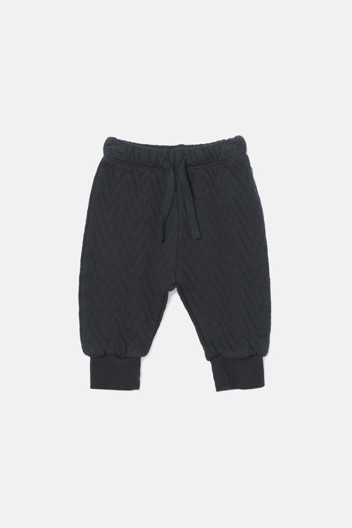 Quilted Zigzag Baby Pants - Dark Grey - Joggers