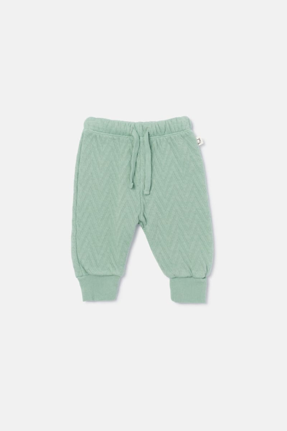 Quilted Zigzag Baby Pants - Green - Joggers