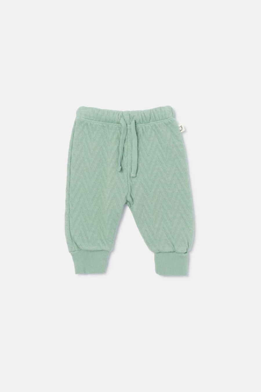 Quilted Zigzag Baby Pants - Green - Joggers