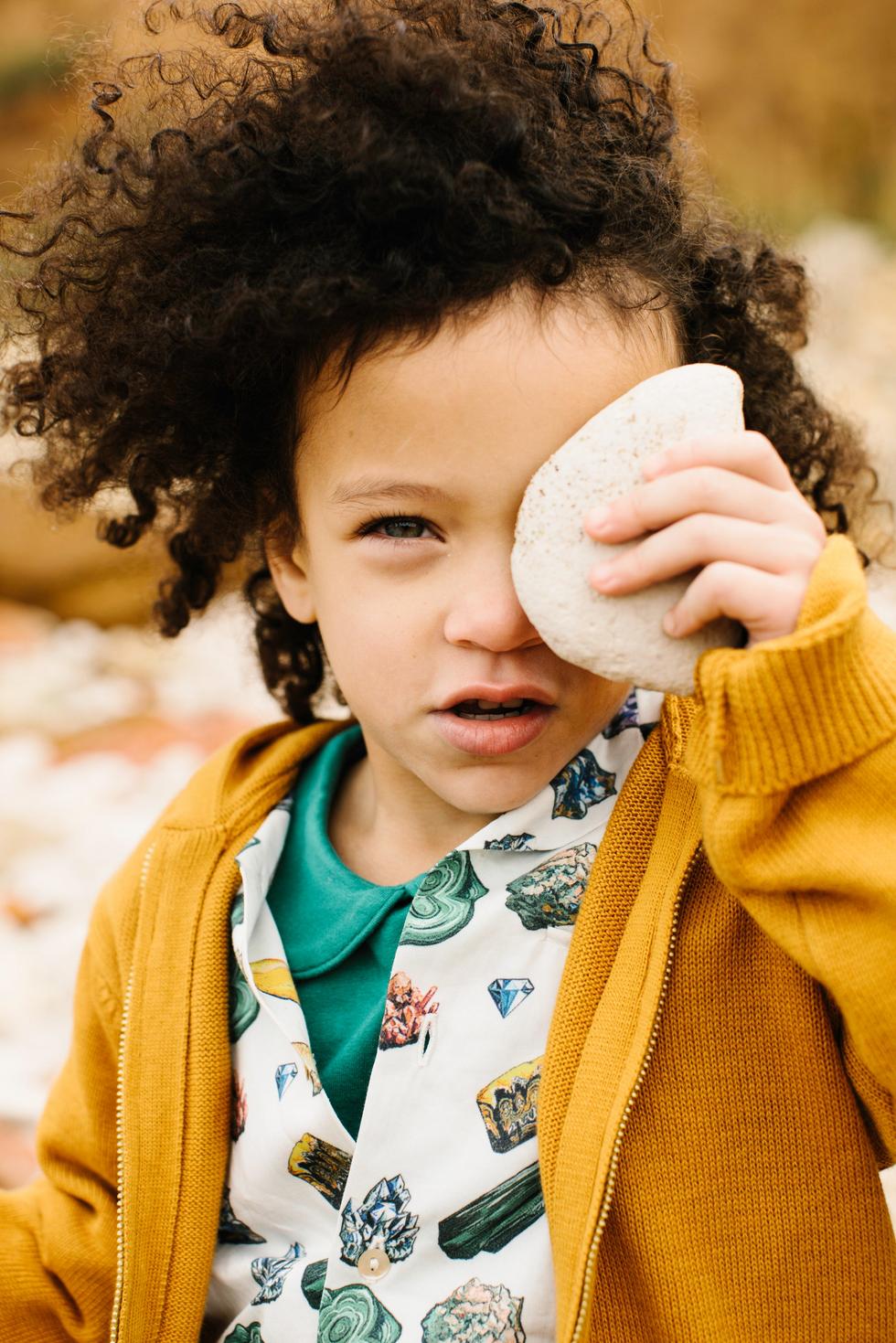 Baby Vild Lab No.12 - Earth Rocks!, Organic Cotton Woven Collared Shirt