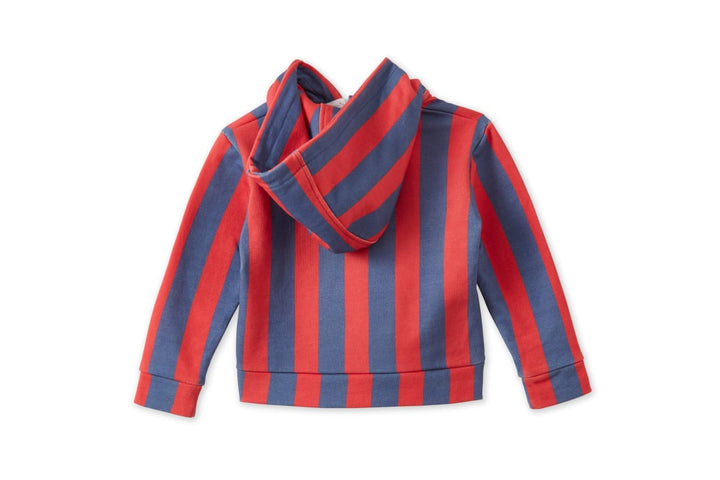 Striped Organic Cotton Zip Up Hoodie - Red/Blue Stripe